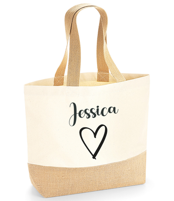 Personalised Tote Bag for Women with Custom Name – Thoughtful Gift with Heart Design – Reusable Gift for Mum, Wife, Birthday, Mother's Day