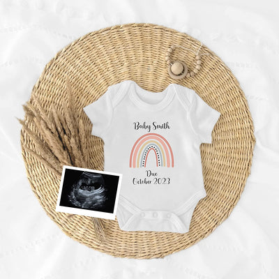 Personalised Baby Grow 0-3 Months - Perfect Pregnancy Announcement Gift for Unisex Boys & Girls - Rainbow Baby Reveal Ideas - Hoolaroo