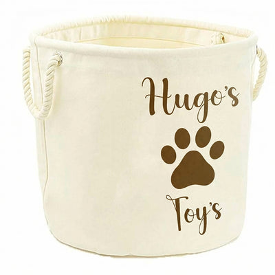 Personalised Toy Box Storage Basket For Kids - Paw Print Design with 2 Sizes - Baby Deer Name Gifts For Girls & Boys - Tidy Room