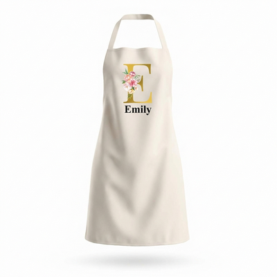 Personalised Apron For Women Baking gifts Star Cook Initials Name Utensils floral Letter Design For Ladies Mum Nan Present
