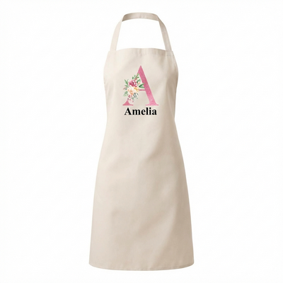 Personalised Apron For Her Baking gifts Letter Present Initials Name Utensils floral Letter Design For Ladies Present