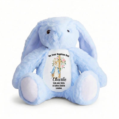 Personalised Christening Bunny Baptism Gifts For Boys Christening Present Godson Goddaughter Baby Rabbit Keepsake Blue