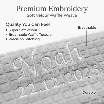 Personalised Baby Blanket Embroidered Hoolaroo Baby Waffle Blanket