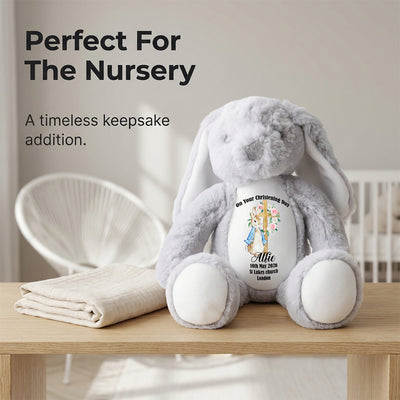 Personalised Christening Bunny Baptism Gifts For Boys Christening Present Godson Goddaughter Baby Rabbit Keepsake Blue