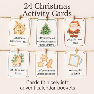 Advent Christmas Activity Cards – Pack of 24 filler for DIY Advent Calendars (9cm x 6.5cm)