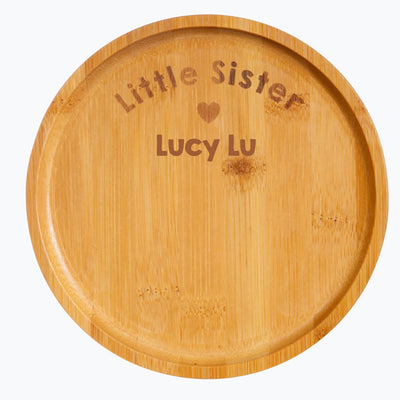 Personalised Baby Plate Bamboo Sister Plate, Bamboo Plates Baby Toddler Weaning Wooden - Hoolaroo