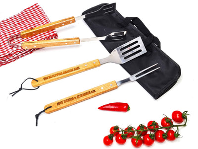 Personalised Barbecue Tools Set, Bbq Tools Set With Case, Fathers Day Gift Engraved BBQ King Utensils - Hoolaroo