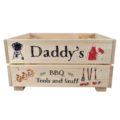 Personalised Fathers Day Crate Gift Box Empty Hamper BBQ Box BBQ Gift For Dad Papa Barbeque King Gift Set - Hoolaroo