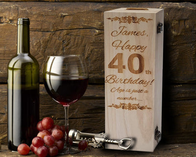 Personalised Engraved Wooden Wine Gift Box Birthday Champagne Prosecco Bottle - Hoolaroo