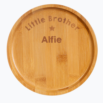 Personalised Baby Plate Bamboo Brother Plate, Bamboo Plates Baby Toddler Weaning Wooden - Hoolaroo