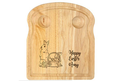 Personalised Dippy Egg & Soldiers Board Wooden Easter Bunny Engraved - Hoolaroo