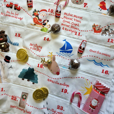 Personalised Advent Calendar Empty Fill Your Own Advent 2025 Refillable Hanging Reusable Large Pockets Family Kids Santa Tracker Fabric