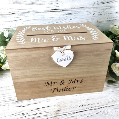 Personalised Wedding Post Box Personalised Memory Box Engraved Wedding Cards Box Postbox Laurel - Hoolaroo