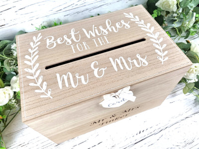 Personalised Wedding Post Box Personalised Memory Box Engraved Wedding Cards Box Postbox Laurel - Hoolaroo