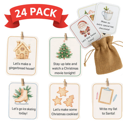 Advent Christmas Activity Cards – Pack of 24 filler for DIY Advent Calendars (9cm x 6.5cm)