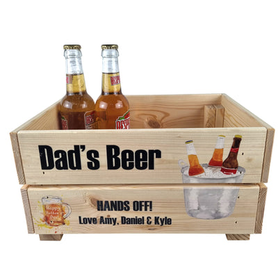 Personalised Fathers Day Beer Crate Gift Box Empty Hamper Beer Box Gift For Dad Papa Beer Caddy Gift Set - Hoolaroo