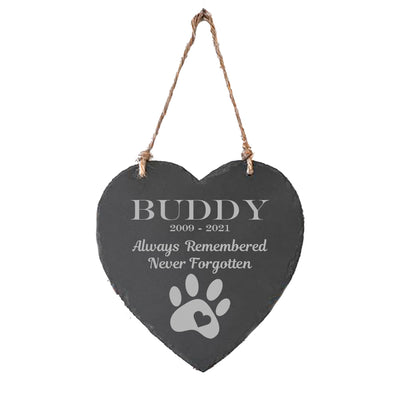 Personalised Garden Sign Engraved Slate Heart Sign Personalised Garden Plaque Dog Memorial Pet - Hoolaroo