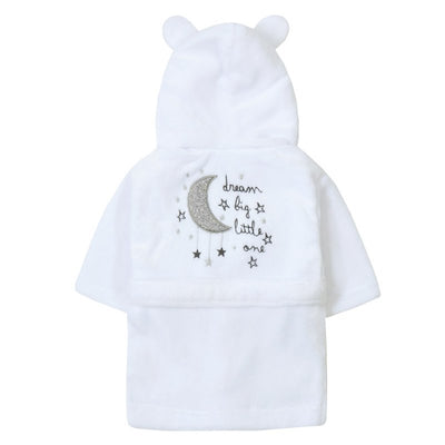 Embroidered Personalised Soft Baby White Dressing Gown Bath Robe Moon and Back - Hoolaroo