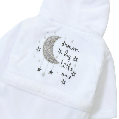 Embroidered Personalised Soft Baby White Dressing Gown Bath Robe Moon and Back - Hoolaroo