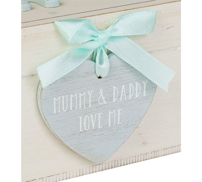 Personalised Engraved Baby Vintage Wooden Elephant Keepsake Box Blue Memory Box Baby Boy Gift - Hoolaroo