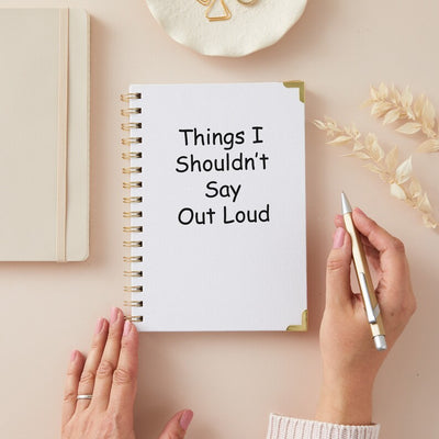 Funny A5 Spiral Bound Notebook - 'Things I Shouldn't Say Out Loud' Journal - Perfect Gift for Women Friends - Hoolaroo