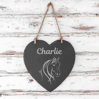 Personalised Garden Sign Engraved Slate Heart Sign Personalised Plaque Horse Pony Sign - Hoolaroo
