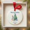 Personalised First Xmas Baby Blue Bunny - 1st Xmas Ornament Boy - 1st Xmas Bauble - Babies 1st Xmas Tree Decoration