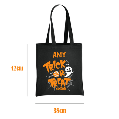 Personalised Halloween Trick or Treat Bag Black Gift Bag Tote Bag Happy Halloween Gifts for Kids Pumpkin Childs Halloween Accessories - Hoolaroo