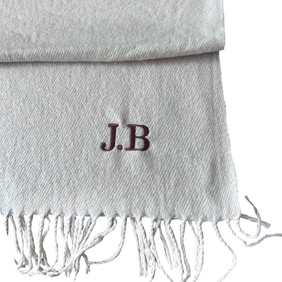 Personalised Embroidered Woven Scarf Initials Monogramed Name Custom Gift For Her, Women or Men Christmas - Hoolaroo