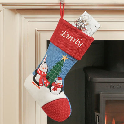 Personalised Embroidered Christmas Stocking Vintage Penguin - Hoolaroo