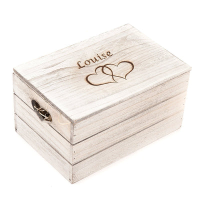 Personalised Antique Wooden Gift Box Crate Valentines Day Gift Love Keepsake - Hoolaroo