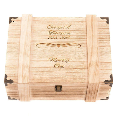 Personalised Engraved Bereavement Wood Keepsake Memory Chest Memory Box Vintage - Hoolaroo