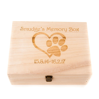 Personalised Engraved Wooden Pet Dog Memory Box - Hoolaroo