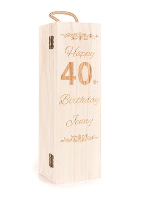 Personalised Engraved Wooden Wine Gift Box Birthday Champagne Prosecco Bottle - Hoolaroo