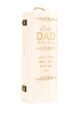 Personalised Engraved Wooden Wine Gift Box Father's Day Champagne Bottle Box - Hoolaroo