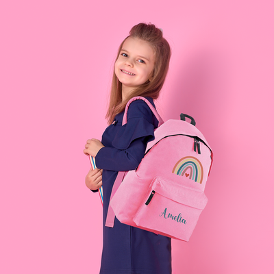 Personalised Girls Boho Rainbow Design, Custom Name BackPack for Kids, Water Bottle, PE, Gym Bag Box for Girls , Large Capacity Insulated Lunch Bag, Pencil Case - Hoolaroo