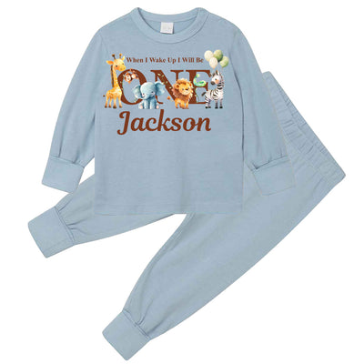 When I Wake Up I Will Be 1 2 Baby Birthday Pyjamas for Boys Age One Two – Natural Cotton Soft Personalised Sleepwear for Toddler Girls First Second Birthday Party Outfit