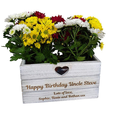 Personalised Planter Plant Pot Engraved Birthday Gift Lined Wooden Vintage Gifts for Nanny Mum Gran - Hoolaroo