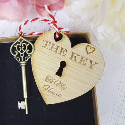 Quirky Valentines Day Gift Key To My Heart Handmade Vintage Design Ring Engraved - Hoolaroo