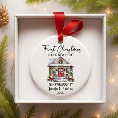 Personalised First Christmas New Home Decoration Custom Couples 1st Married Bauble – Wedding Tree Ornament for First Christmas in New House