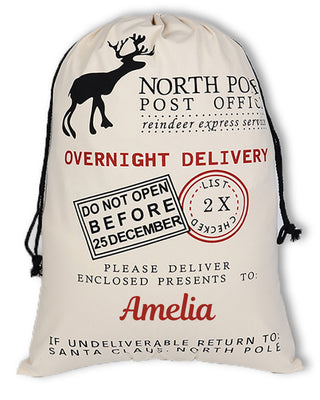 Personalised Christmas Reindeer Express Xmas Large Drawstring Santa Sack - Hoolaroo