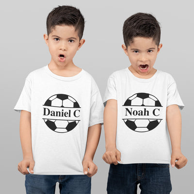 Personalised Football Kids T-Shirt, Kids Custom Name Top, Boys Personalised Children's T-Shirt, Customised Kid's Tee, Birthday Top - Hoolaroo